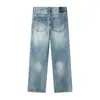 Nuevos Otoño 2026 Jeans de Pierna Recta Sueltos de 12oz Lavados con Efecto Desgastado Retro sin Estirar para Hombre Básicos Versátiles