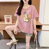 Camiseta Suelta Estilo Dibujo Animado Graffiti Salado para Mujer, Diseño Tie-Dye de Moda, Top Casual Versátil que Cubre la Barriga
