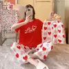 Conjunto de Tres Piezas para Niñas de Verano: Top de Manga Corta, Shorts y Pantalones Largos, Imitación Algodón Seda de Leche, Conjunto de Ropa de Casa de Dibujos Animados, Empaquetado para Venta Transfronteriza