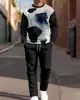 Conjunto de Sudadera Casual de Moda Europea y Americana Temu Transfronterizo Nuevo Conjunto de Dos Piezas Holgado para Hombre con Cuello Redondo y Pantalones