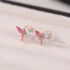 Brincos Femininos Yuebao Jewelry Tourmalina Dopamina Prata Esterlina S925 Banhado a Ouro Rosa Libélula Exquisite Moda Nicho Personalizados