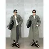 Peça de Clientes Coreanos! Material Macio e Suave de Algodão Puro, Lavado, Cinza de Alta Qualidade, Estilo Casual Britânico, Trench Coat Longo para Mulheres no Verão