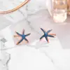 Brincos de Tarraxa Estrela-do-Mar Ouro Rosé Delicados Pequenos Modernos para Mulheres Agulha Fina de Prata High-End Populares Leves de Luxo Brinco Outono/Inverno