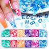 Caixa com 12 Compartimentos Lantejoulas para Unhas Letras Inglesas Peroladas Cor Mista Ultra-Finas Lantejoulas PET para Nail Art Acessórios de Cola DIY