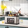 Recipiente de Aço Inoxidável para Armazenamento de Especiarias Caixa de Especiarias Armário de Cozinha Luz Luxo Porta-Garrafas de Especiarias Prateleira Doméstico Conjunto Multifuncional