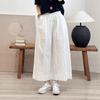 Pantalones de pierna ancha con costuras de encaje de diseño para mujer, pantalones cortos finos de verano, holgados, cintura elástica, cubren la carne, pantalones tipo falda ajustados, venta al por mayor