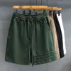 Pantalones cortos deportivos casuales de alta resistencia con diseño de tres rayas para hombre, pantalones de verano holgados hasta la rodilla, pantalones de chándal estilo americano