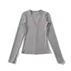Ropa de Mujer al por Mayor Transfronteriza Estilo Europeo y Americano 2025 Otoño e Invierno Nuevo Camiseta de Manga Larga con Cuello en V Top Ajustado Camisa Básica