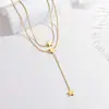 Collar de Acero de Titanio Galvanizado PVD de Lote Mixto, Cadena Clavicular de Lujo Ligero de Gama Alta, Joyería Apilable de Cadena de Hueso de Serpiente para Mujeres, No se Desvanece, Venta al por Mayor