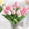 Ramo de Flores Artificiales Tulipanes de PU Flores Falsas Realistas de Alta Gama Accesorios para Atmósfera del Hogar Decoración de Ramo
