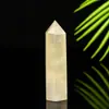 Decoração de Escritório em Cristal em Estoque: Pilar de Cristal Branco, Pilar Hexagonal de Ponta Única de Pedra Bruta Natural, Pilar Grande de Cristal Amarelo-Roxo