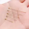 Chapado en Cobre con Oro Real de 18K, Fuerte Retención del Color, Pendientes de Bola, Colgante, Accesorios para Joyería DIY, Cabeza Redonda, Material para Hilo de Abalorios