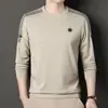 Sudadera de manga larga con cuello redondo para hombre de comercio exterior para primavera y otoño, camiseta básica holgada y elegante para hombres jóvenes y de mediana edad, camiseta de manga larga moderna para hombre