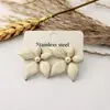 Pendientes Transfronterizos de Lujo Ligero de Gama Alta con Goteo de Aceite, Pendientes Florales Vintage de Acero Inoxidable para Mujer, Joyería Exquisita de Estilo Nicho