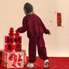 Traje deportivo de dos piezas para niñas de Año Nuevo para niños grandes, otoño e invierno, nuevo, suelto, de manga larga, combinable, de color sólido, moda de otoño.