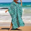 À Pronta Entrega Estampa Zebra Tecido Grande Saída de Praia Vestido Longo de Férias Transfronteiriço 8772 (47 Cores) Y