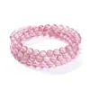 Pulsera de Cuarzo Fresa Natural, Cuentas de Cuarzo Fresa de Grano Completo con Reflejos Rosas, Llena de Encanto de Hada, Atrae el Amor, Cristal al por Mayor para Niñas