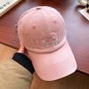 Gorra de béisbol roja suave con bordado de letras coreanas para mujer, ala ancha, cara grande, sombrero pequeño, gorra de cabeza grande