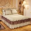 Saia de cama de renda acolchoada estilo europeu, peça única, outono e inverno, espessada, veludo quente, colcha, 1,8 m, capa de cama dupla antiderrapante