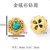 Accesorios estilo chino Chapados en oro Cuentas espaciadoras Pulsera hecha a mano para DIY Cadena para teléfono Color del Dios de la Riqueza Amarillo Colgante de la fortuna que conserva el color Agujero grande Venta al por mayor