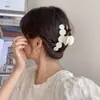 Para cabelos grossos, presilha de tubarão acrílica da moda, presilha de cabelo francesa fofa em formato de coração, presilha de garra com laço elegante para mulheres