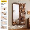 Tablero Perforado de Madera Maciza Espejo de Vestir Puerta Integrada Estante de Almacenamiento Trasero Estilo Pared Espejo de Cuerpo Entero Perchero de Entrada