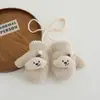 Guantes sin dedos forrados de polar para bebé con correa para el cuello, Mitones lindos de perro nube para niños, Lana de cordero estilo coreano engrosada
