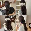 Grampo de Cabelo de Bolinhas Suave Estilo Coreano para Mulheres, Grampo Banana para Meio Rabo de Cavalo na Parte de Trás da Cabeça, Acessório de Cabelo Elegante com Clipe Torcido para Rabo de Cavalo Alto