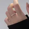 Anillo de bambú cuadrado para caminar, anillo de plata de ley S925 para mujer, simple, moderno, versátil, diseño de nicho, anillo fino, anillo abierto, anillo índice