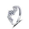 Espelho cruzado moda folha anel de noivado europeu e americano quatro garras anel de zircão feminino anel de diamante personalizado jóias de comércio exterior