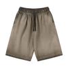 320g algodão puro retrô gradiente bicolor shorts desgastados folgados masculino e feminino casual esportivo oversize
