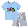 2023 Camiseta infantil verão novo comércio exterior roupas infantis em algodão coreano calças de manga curta infantil terno de duas peças