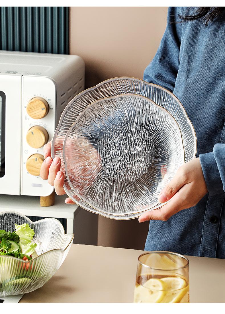 水果盘玻璃甜品盘沙拉碗家用客厅茶几零食糖果盘轻奢