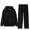 Nuevo Conjunto de Dos Piezas Otoño 2025 Holgado, Relajado, Delgado y Casual, Sudadera con Capucha de Color Sólido de Moda y Simple para Hombre