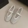Sapatos Rasos de Moda Verão 2026 com Tira Única e Strass, Sapatos Rasos Mary Jane de Tela Femininos