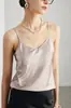 Camisola de Seda para Mujer 2026 Primavera/Verano Nueva Color Sólido Ropa Interior Exterior Estilo Commuter con Encaje y Top de Seda de Morera