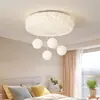 Nueva Forma de Flor Estilo Crema Dormitorio Espectro Completo Cálido Habitación Infantil Moderna Nórdica Estudio Luz Creativa Lámparas de Bola Colgante