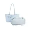 Bolso Tejido Hecho a Mano de Moda en Color Champaña con Colgante, Bolso Tote Versátil de Gran Capacidad a la Moda, Bolso Cubo