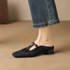 Nuevos Estilos de Pantuflas de Tacón Alto para Mujer con Suelas Blandas de Goma, Diseño Hueco, Zapatos de Talla Grande, Tacón Cuadrado de Altura Media, Sandalias de Verano Cerradas para Mujer