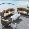 Sofá Exterior Combinación de Patio Balcón Impermeable Protección Solar Silla de Mimbre Sofá Doble Terraza de Villa Exterior Muebles de Mimbre