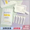 Prato de Jantar Descartável para Bolo de Aniversário com Faca e Garfo Kit Prato de Papel Espesso Prato Bandeja de Assar Utensílios de Mesa de Proteção Ambiental Três em Um