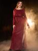 Talla Grande Código de Vestimenta Vestido Largo Comercio Exterior Europeo y Americano Nuevo Otoño e Invierno Manga Larga Ajustado Lentejuelas Fiesta Cena Vestido