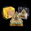 Adorno de Pirámide de Bola de Cristal Natural, Pieza de Decoración para el Hogar de Grava de Cristal Recubierta de Resina, En Caja