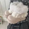 Botas de nieve para mujer 2026 estilo invierno nuevo, con suela gruesa, que aumentan la altura, peludas, con correas, forradas de polar y engrosadas para el calor, botines