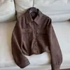 2026 Novo Estilo Elegante Camurça Pelúcia Gola Alta Jaqueta Curta Top Casual para Mulheres Atacado N5DW8062