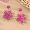 Pendientes Estilo Bohemio Festivo con Calados Florales Estereoscópicos Diseño Ins Tejidos a Mano Pendientes Exagerados Venta al por Mayor