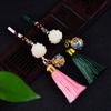 Llavero de coche Bodhi Lotus blanco natural al por mayor, colgante de caja Gawu para hombre y mujer, colgante pequeño decorativo para mochila de mujer
