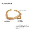 Miduoduo Joyería Europea y Americana Nuevo Acero Inoxidable Doble Capa Perla Pedrería Apertura Anillo Ajustable para Mujeres Chapado en Oro de 18K