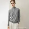 Cardigã 100% caxemira outono e inverno, espessado, manga longa, gola semi-alta, de abotoamento simples, corte solto, casaco de tricô business casual
