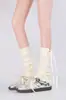 Calcetines de Encaje con Lazo Estilo Ballet para Mujer, Primavera y Otoño J2K, Calcetines Dulces de Punto para Apilar, Calcetines de Pierna Dividida